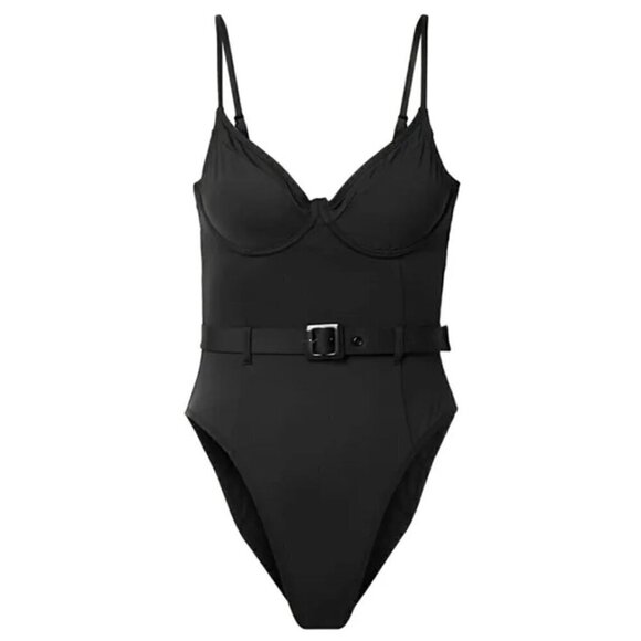 NWT Good American Wire Cup Belted One Piece Swimsuit in Black - Size 5 (2XL) - Picture 10 of 12